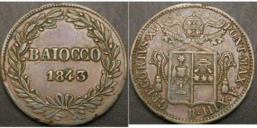 1 Baiocco 教皇国 (754 - 1870) 銅 