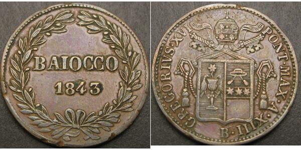 1 Baiocco 教皇国 (754 - 1870) 銅 