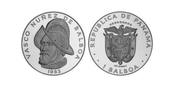 1 Balboa Panamá Argento Vasco Núñez de Balboa (1475 – 1519)