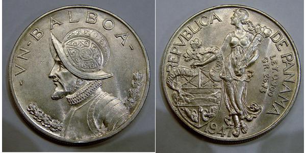 1 Balboa Panama Silber Vasco Núñez de Balboa (1475 – 1519)