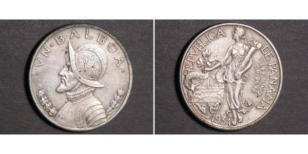 1 Balboa Republic of Panama Silver Vasco Núñez de Balboa (1475 – 1519)