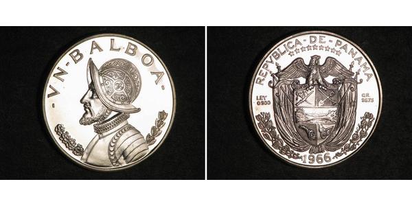 1 Balboa Republic of Panama Silver Vasco Núñez de Balboa (1475 – 1519)