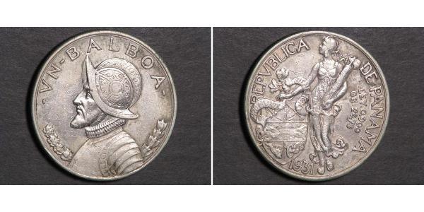 1 Balboa Republic of Panama Silver Vasco Núñez de Balboa (1475 – 1519)