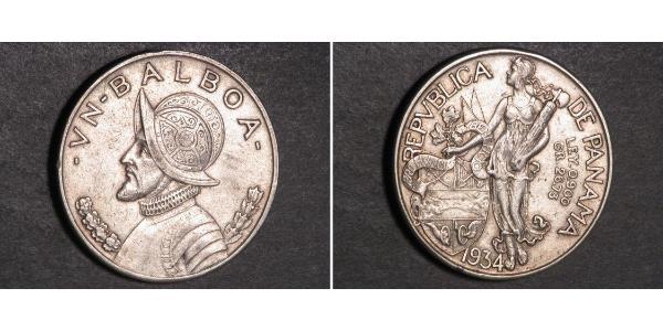 1 Balboa Republic of Panama Silver Vasco Núñez de Balboa (1475 – 1519)