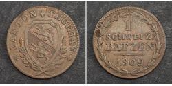 1 Batz Schweiz Billon Silber 