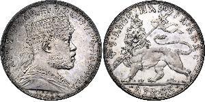 1 Birr Etiopía Plata Menelik II of Ethiopia ( 1844 -1913)