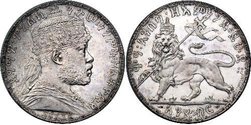 1 Birr Äthiopien Silber Menelik II of Ethiopia ( 1844 -1913)