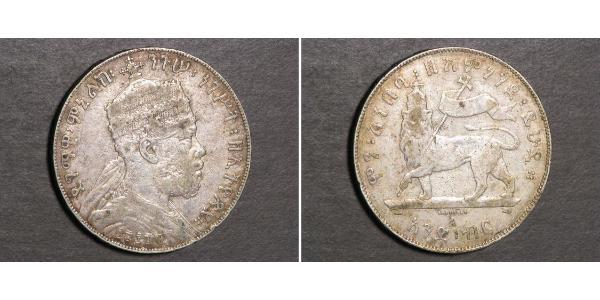 1 Birr Äthiopien Silber Menelik II of Ethiopia ( 1844 -1913)