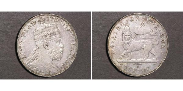 1 Birr Äthiopien Silber Menelik II of Ethiopia ( 1844 -1913)