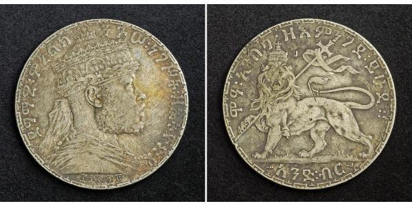 1 Birr Äthiopien Silber Menelik II of Ethiopia ( 1844 -1913)