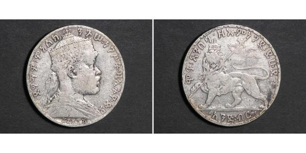 1 Birr Äthiopien Silber Menelik II of Ethiopia ( 1844 -1913)