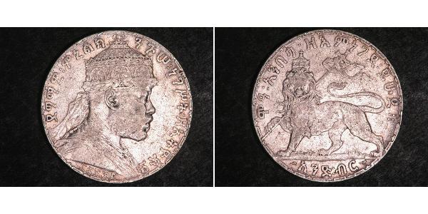 1 Birr Äthiopien Silber Menelik II of Ethiopia ( 1844 -1913)