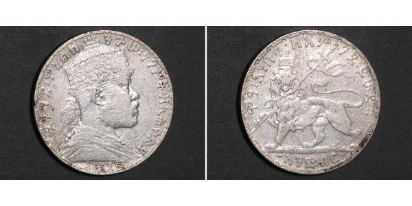 1 Birr Ethiopia Silver Menelik II of Ethiopia ( 1844 -1913)