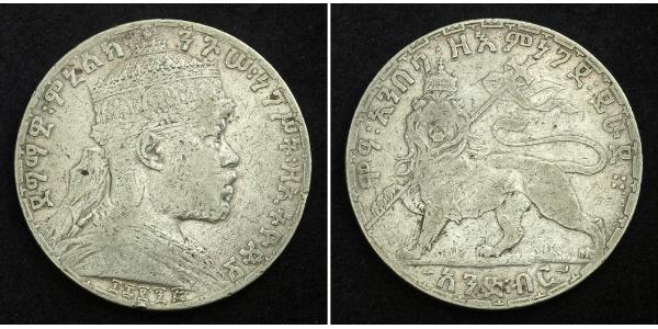 1 Birr Ethiopia Silver Menelik II of Ethiopia ( 1844 -1913)