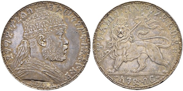 1 Birr Ethiopia Silver Menelik II of Ethiopia ( 1844 -1913)