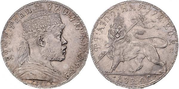 1 Birr Эфиопия Серебро Menelik II of Ethiopia ( 1844 -1913)