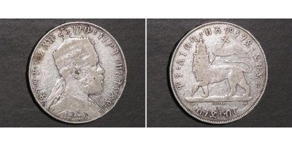 1 Birr Ефіопія Срібло Menelik II of Ethiopia ( 1844 -1913)