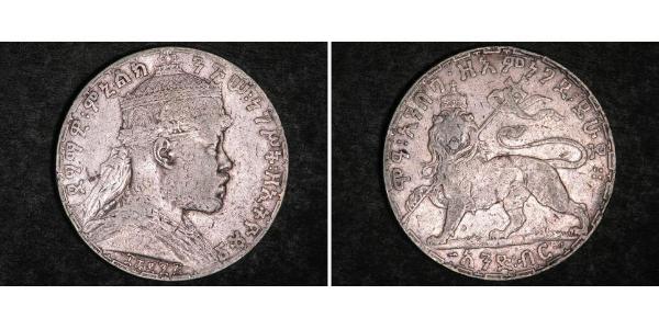 1 Birr Ethiopia 銀 Menelik II of Ethiopia ( 1844 -1913)