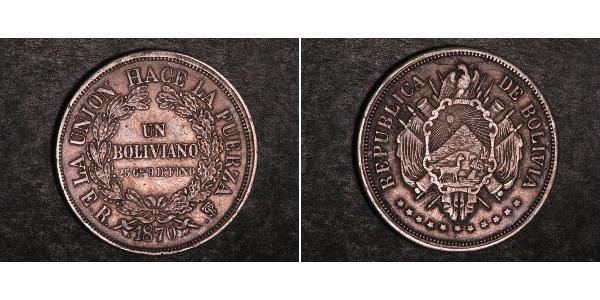 1 Boliviano Bolivia (1825 - ) Argento 