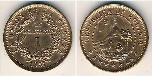 1 Boliviano Bolivia (1825 - ) Bronzo 