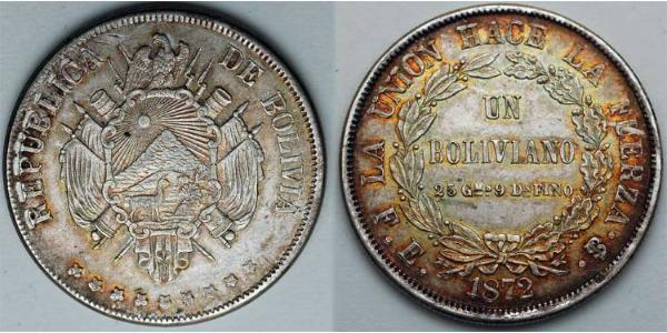 1 Boliviano Plurinational State of Bolivia (1825 - ) Silver 