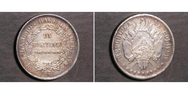 1 Boliviano Многонациональное Государство Боливия (1825 - ) Серебро 