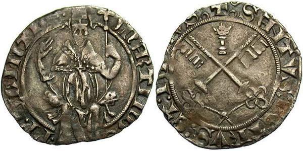 1 Carlin Papal States (752-1870) Silver Pope Martin V (1368 -1431)