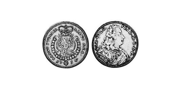 1 Carolin Principado de Ansbach (1398–1792) Oro Charles William Frederick, Margrave of Brandenburg-Ansbach (1712 – 1757)
