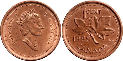 1 Cent Canadá Bronce Isabel II (1926-2022)