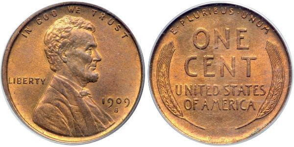 1 Cent Estados Unidos de América (1776 - ) Bronce Abraham Lincoln (1809-1865)