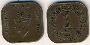 1 Cent Federated Malay States (1895 - 1946) Bronce Jorge VI (1895-1952)