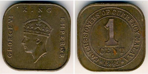 1 Cent Federated Malay States (1895 - 1946) Bronce Jorge VI (1895-1952)