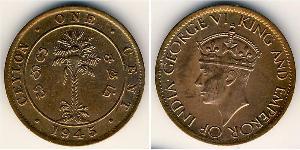 1 Cent Sri Lanka Bronce Jorge VI (1895-1952)