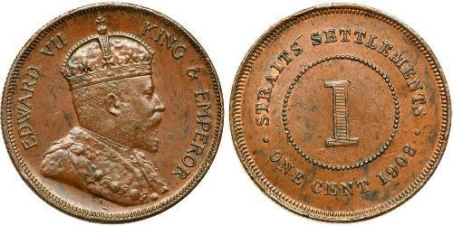 1 Cent Straits Settlements (1826 - 1946) Bronce Eduardo VII (1841-1910)