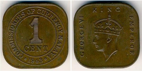 1 Cent Federated Malay States (1895 - 1946) Bronze Georg VI (1895-1952)