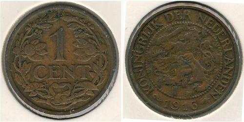 1 Cent Königreich der Niederlande (1815 - ) Bronze Wilhelmina (Niederlande)(1880 - 1962)