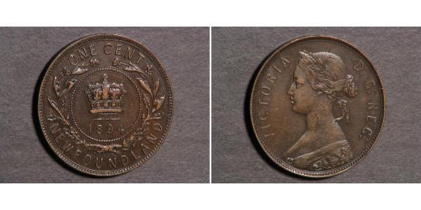 1 Cent Newfoundland and Labrador Bronze Victoria (1819 - 1901)