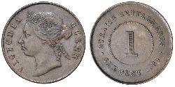 1 Cent Établissements des détroits (1826 - 1946) Bronze/Cuivre Victoria (1819 - 1901)