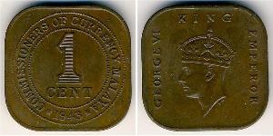 1 Cent Federated Malay States (1895 - 1946) Bronzo Giorgio VI (1895-1952)