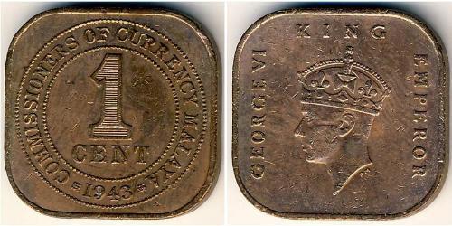 1 Cent Federated Malay States (1895 - 1946) Bronzo Giorgio VI (1895-1952)