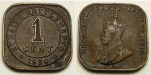 1 Cent Insediamenti dello Stretto (1826 - 1946) Bronzo 