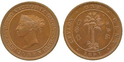 1 Cent Sri Lanka Cobre Victoria (1819 - 1901)