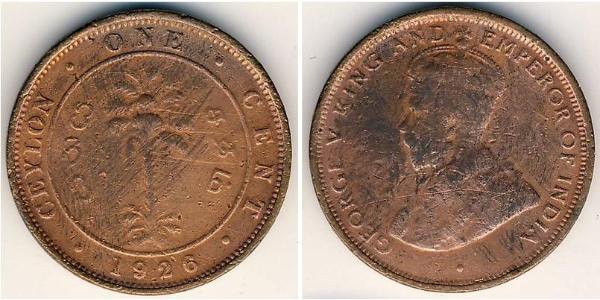 1 Cent Sri Lanka Cobre Jorge V (1865-1936)