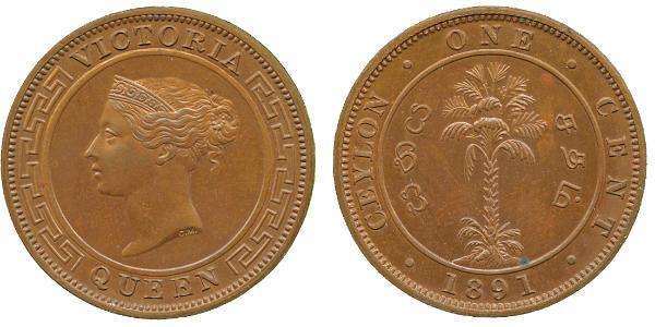 1 Cent Sri Lanka Cobre Victoria (1819 - 1901)