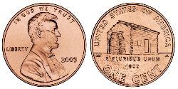 1 Cent Estados Unidos de América (1776 - ) Cobre/Zinc Abraham Lincoln (1809-1865)
