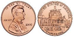 1 Cent Estados Unidos de América (1776 - ) Cobre/Zinc Abraham Lincoln (1809-1865)