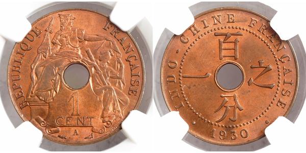 1 Cent Französisch-Indochina (1887-1954) Kupfer 