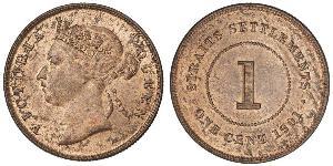 1 Cent Insediamenti dello Stretto (1826 - 1946) Rame 