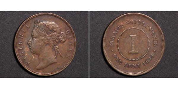 1 Cent Insediamenti dello Stretto (1826 - 1946) Rame/Bronzo Vittoria (1819 - 1901)