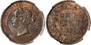 1 Cent Canadá Tin/Cobre/Zinc Victoria (1819 - 1901)